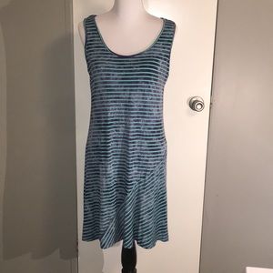 Casual dress! Purplish-Navy batik/mint stripes <3